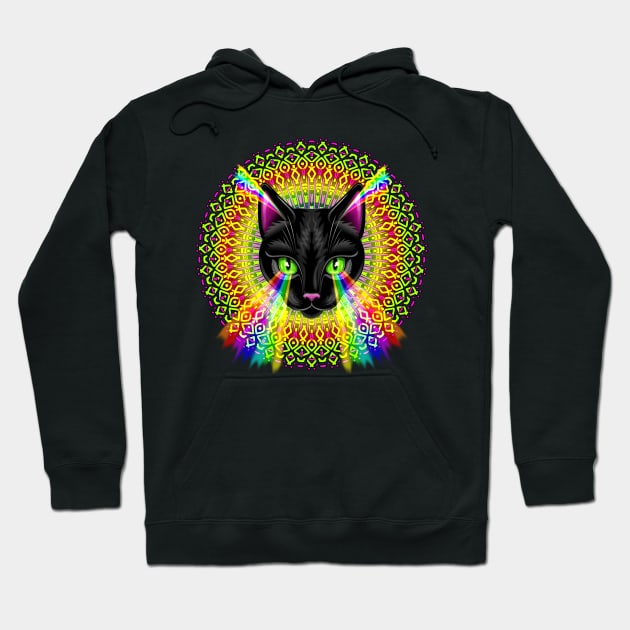 Cat Mandala Rainbow Surreal Art Hoodie by BluedarkArt